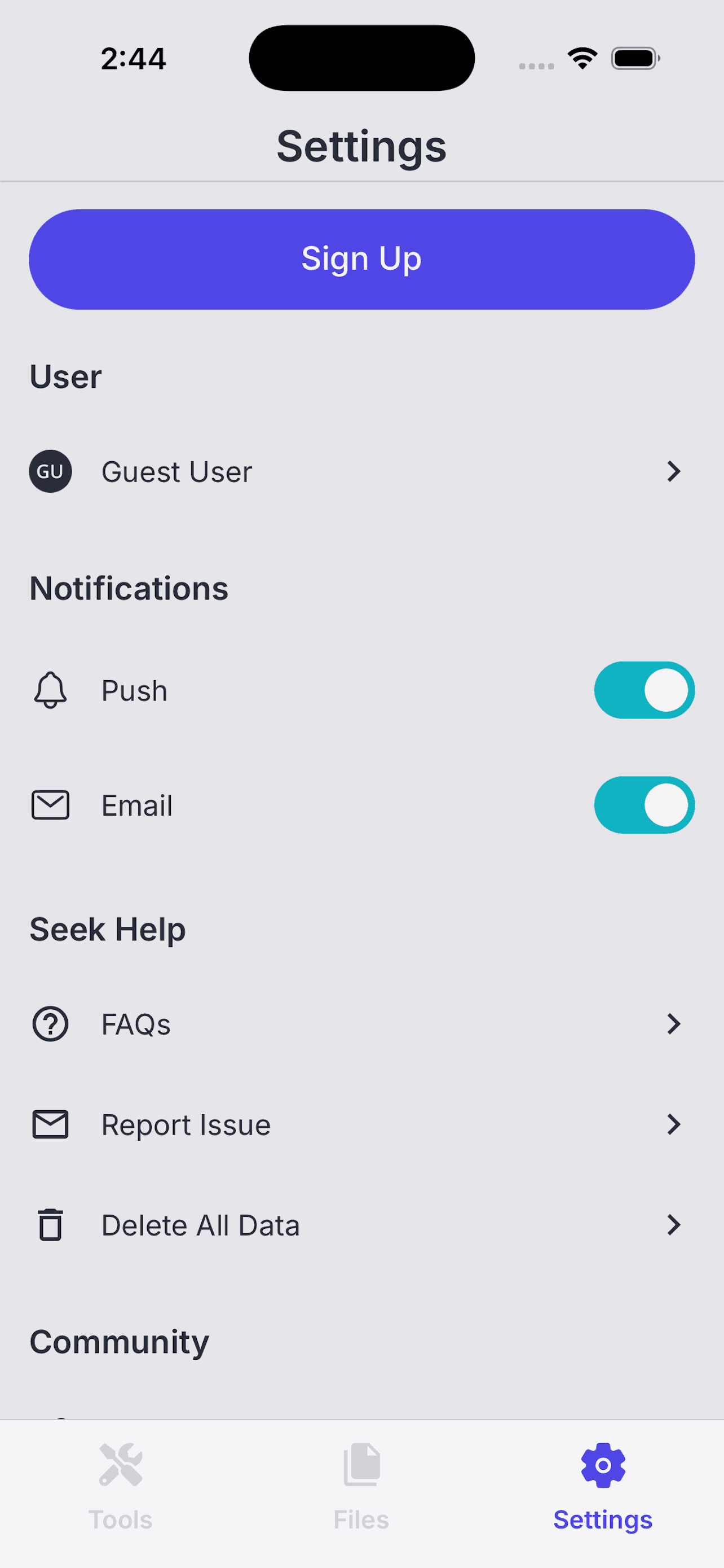 NxtTools mobile app — screen 9 (iOS and Android productivity utility)